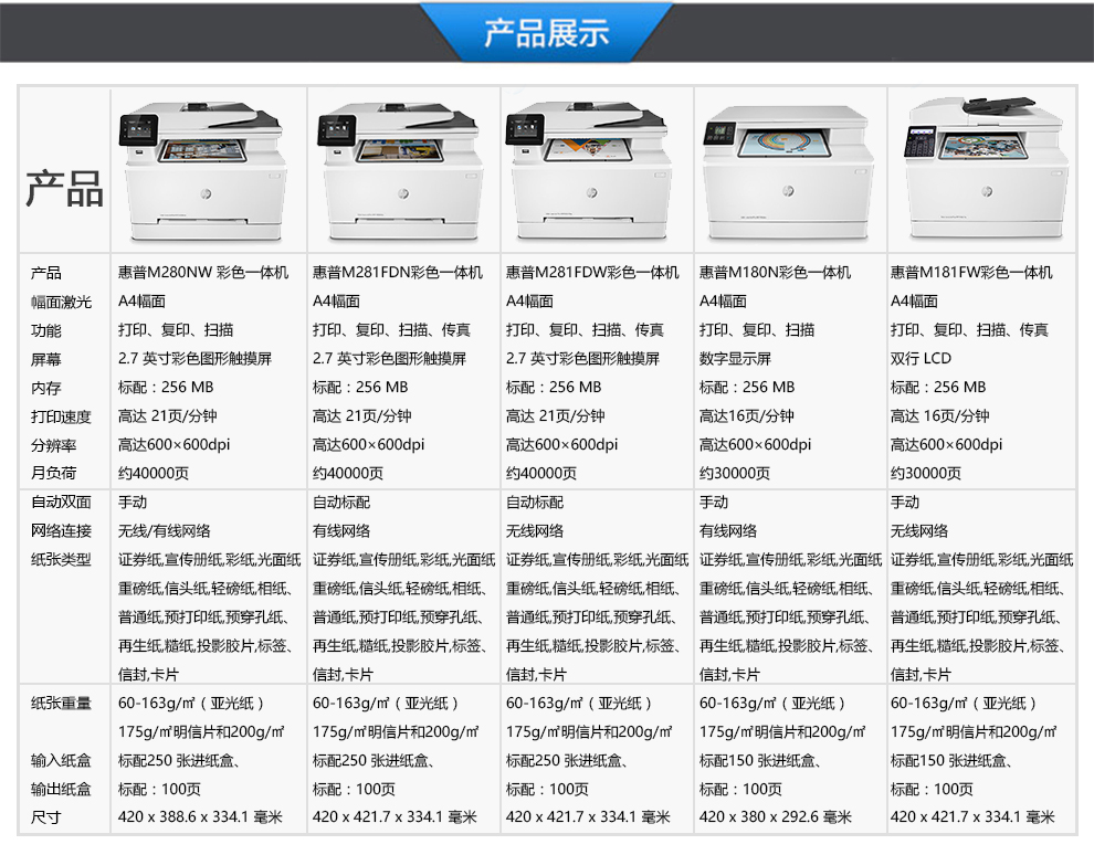 办公设备 / 安防监控 打印机/一体机 彩色激光打印机 惠普(hp)  主体