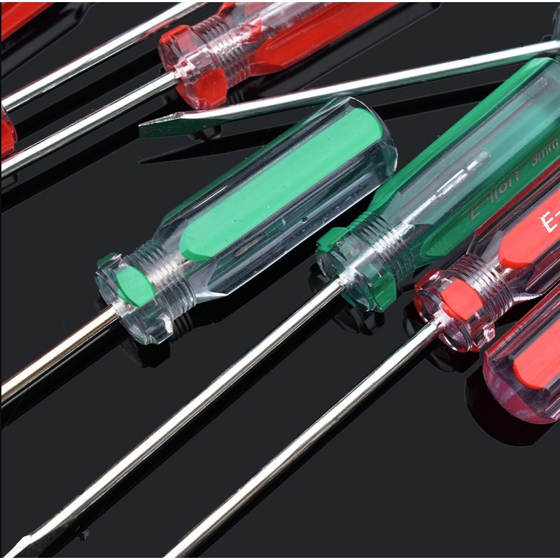 笔记本螺丝刀 水晶透明柄小起子 3寸13cm一字梅花十字平口螺丝批 水晶柄3mm