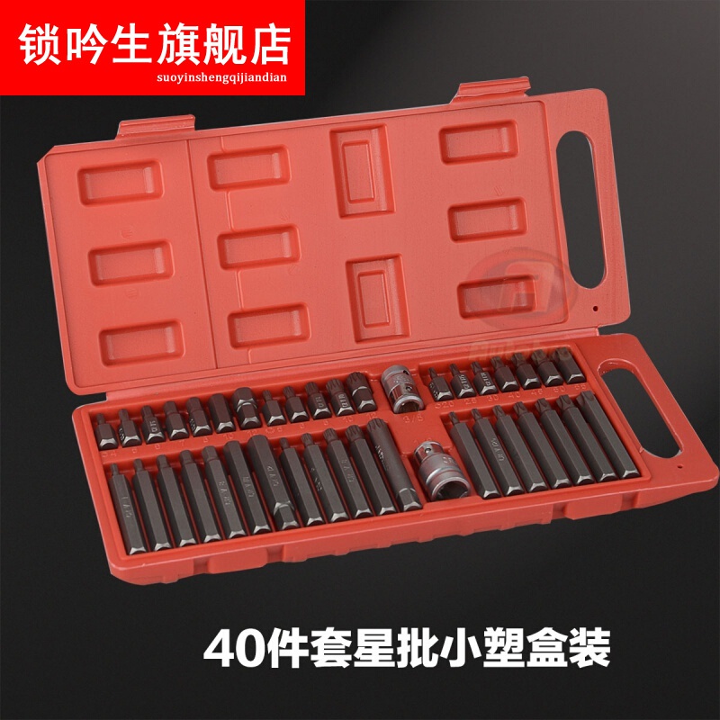 40件星批头套装梅花内六角工具扳手花键套装星批套装组合汽修工具 40件S2钢 铁
