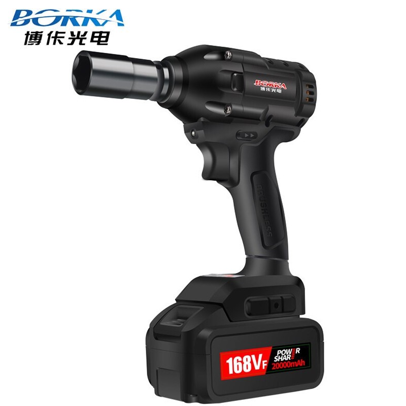 博佧 无刷电动扳手锂电充电冲击电板手汽车维修架子工木工风炮机强力板手套筒电动工具