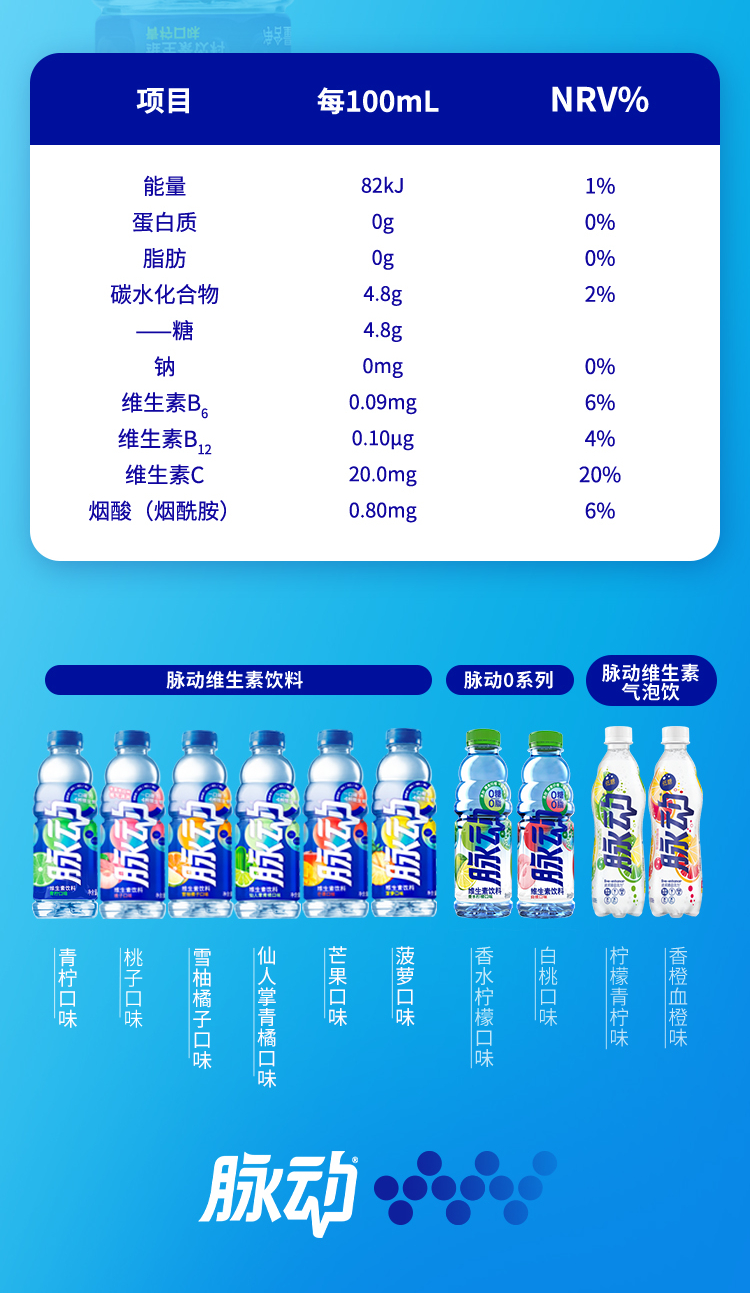 脉动（mizone） 青柠口味 1l*12瓶 维c果汁水低糖运动饮料 大瓶装
