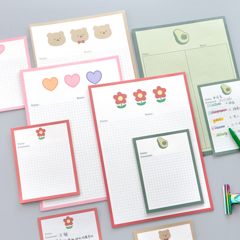 网红格子便利签贴纸学习纸ins笔记便签纸b5牛油果便签本小本子可撕创意可爱便笺本大号清爽 便签 本册便签 办公用品 商品分类 百诺商城
